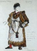 ANN CURTIS costume design sketch for Mistress Quickly - for the actress Elizabeth Spriggs for the