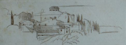 EDWARD LEAR pen & ink - small sketch of Italian village, possibly preliminary sketch for a larger