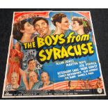 THE BOYS FROM SYRACUSE original cinema poster from 1940, poster is folded and in four sections, wear