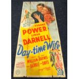 DAY TIME WIFE original cinema poster from 1939, poster is numbered, folded and in sections, wear
