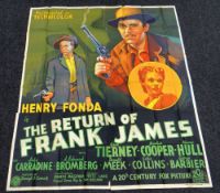 THE RETURN OF FRANK JAMES original cinema poster from 1940 featuring Henry Fonda & John Carradine,