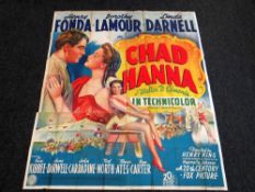 CHAD HANNA original cinema poster from 1940 featuring Henry Fonda, poster is numbered, folded and in