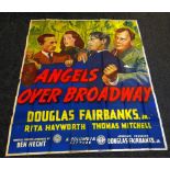 ANGELS OVER BROADWAY original cinema poster from 1940 featuring Douglas Fairbanks Jr, poster is