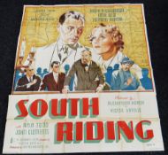 SOUTH RIDING original cinema poster from 1938, poster folded and in five sections, wear around