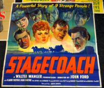 STAGECOACH original cinema poster from 1939 featuring John Wayne, poster is numbered, folded and