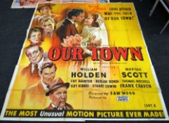 OUR TOWN original cinema poster from 1940, poster is numbered, folded and in five sections, wear