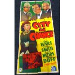 CITY OF CHANCE original cinema poster from 1940, poster is numbered, folded and in two sections,
