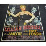 LILLIAN RUSSELL original cinema poster from 1940 featuring Alice Faye and Henry Fonda, poster is