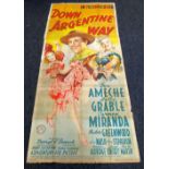 DOWN ARGENTINE WAY original cinema poster from 1940, poster is numbered, folded and in two sections,