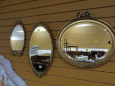 Three fancy gilt framed mirrors