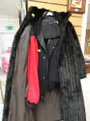 Parcel of vintage clothing including an 'Always Coca Cola' bomber jacket, black fur coat and a