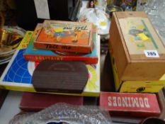 Parcel of vintage board games, chess set and Viewmaster