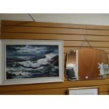 Vintage oil on board - stormy coastal scene by DESRAY ARENTSEN together with a vintage Dutch style