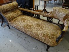 Antique floral upholstered chaise longue