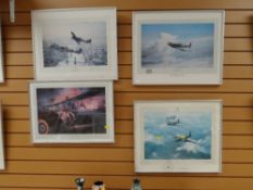 Four framed ROBERT TAYLOR Royal Air force print, Wellington, Reach for the Skies, Victory Salute