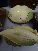 Royal Doulton Dickens ware 'Fat Boy' bowl and three items of Carltonware