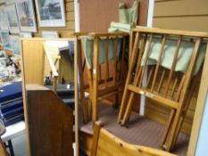 Pair of Geebro folding canvas chairs and a mirror