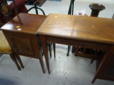 Occasional table and an inlaid mahogany night cabinet