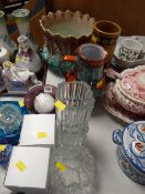 Parcel of mixed ornamental glassware including Caithness paperweights, Whitefriars style vases etc