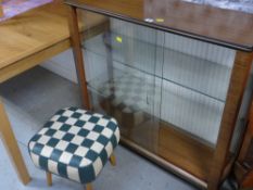 Retro sliding door standing china cabinet and a striped footstool etc