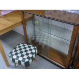 Retro sliding door standing china cabinet and a striped footstool etc