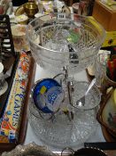 Substantial Waterford-style glass pedestal fruit bowl and other sundry glassware