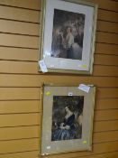 Two framed GEORGE BAXTER prints - ladies reading and posting letters