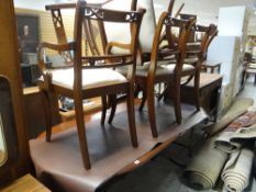 Reproduction extending oval mahogany effect dining table and chairs