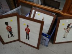 Set of six framed nineteenth century military uniform prints etc