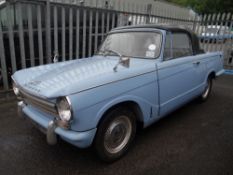 Triumph Herald Saloon 13/60, soft top in baby blue colour, 4,000 miles, MOT valid until May 2018