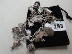 Silver charm bracelet and charms