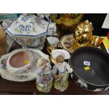 19th Century Wedgwood Imari style platter, a Poole bowl, large Continental tureen etc