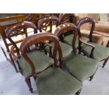 Set of ten balloon back dining chairs with stuff-over seats