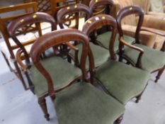 Set of ten balloon back dining chairs with stuff-over seats