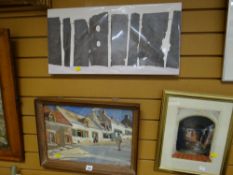 Vintage framed and signed watercolour - Dutch street scene together with a signed pastel - courtyard