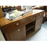 Modern hardwood sideboard with chrome handles