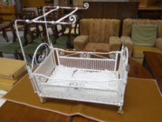 Edwardian white metal doll's cot