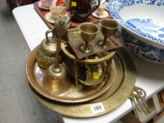 Parcel of mixed brassware and a Persian charger