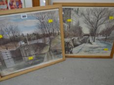 Two Ben Babelowsky prints of continental canal scenes