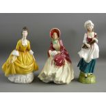 THREE ROYAL DOULTON FIGURINES - 'Her Ladyship' HN1977, 'Coralie' HN2307 and 'Lizzie' HN2749