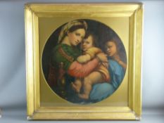 POSSIBLY CONTINENTAL SCHOOL oil on canvas laid on board, circular format - Mary with Jesus and