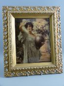 A CRYSTOLEUM - elegant young lady with urn of flowers in her arms by CONRAD KIESEL in fine