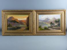 JOEL OWEN oils on canvas, a pair - landscape scenes with cattle on the banks, each signed and