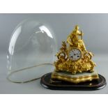 A JAPY FRERES FRENCH ORMOLU MANTEL CLOCK in the form of a classical female seated upon a drum