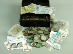 A PARCEL OF MAINLY FOREIGN COINAGE & BANK NOTES