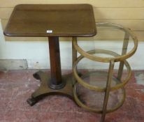 A VICTORIAN RECTANGULAR TOPPED SIDE TABLE and a three tier circular side table, the Victorian