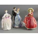 THREE BOXED ROYAL DOULTON FIGURINES - 'Single Red Rose' HN3376, 'Eleanor' HN3906 and 'Anniversary'