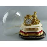 A JAPY FILS FRENCH MOVEMENT MANTEL CLOCK having a gilt metal blacksmith's boy figure with anvils and