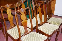 A GOOD SET OF EARLY 20th CENTURY MAHOGANY DINING CHAIRS having shell carved top rail decoration