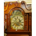 A VICTORIAN MAHOGANY LONGCASE CLOCK BY THOMAS EVANS, BANGOR, the arched top dial with rocking swan